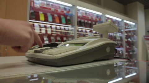 Typing on cash register Stock Footage 50601780