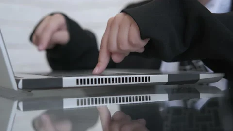 Typing child hands. Stock Footage 141532296