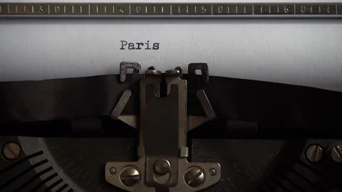 Typing city name Paris on an old typewriter. Close up. Stock Footage 160155037