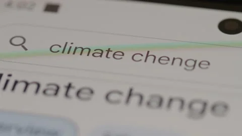 Typing for "Climate change" in an Internet Search Engine on a Computer. Stock Footage 300003842