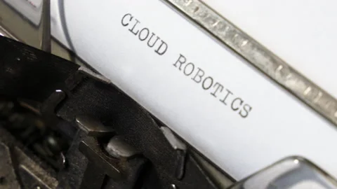 Typing cloud robotics. Paperwork on an old typewriter. 4K Stock Footage 151864935