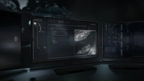Typing a code into the programming system to gather access to the secure server Stock Footage 195293234