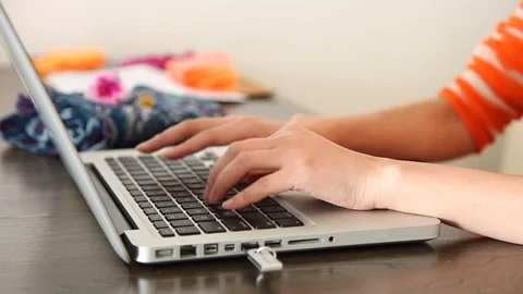 Typing on computer and thinking Stock Footage 114138502
