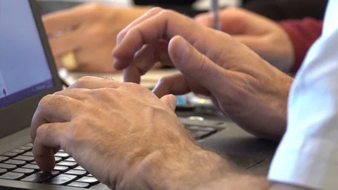 Typing on computer, hands, mouse, close up 스톡 동영상 125024550