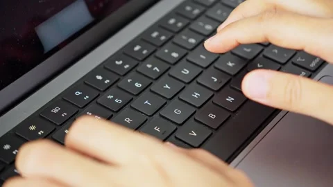 Typing on Computer Keyboard in Close Up View Video stock 347178995
