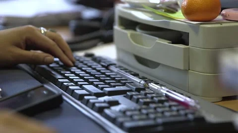 Typing on a computer keyboard Video stock 52994699