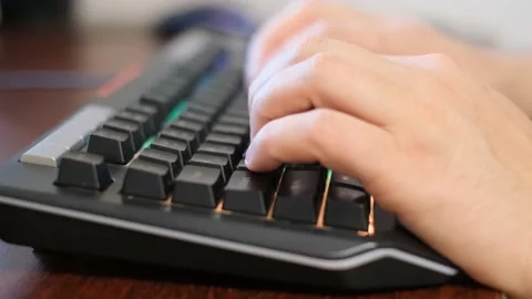 Typing on computer keyboard, hand of software programmer, IT support. Stock Footage 225161617