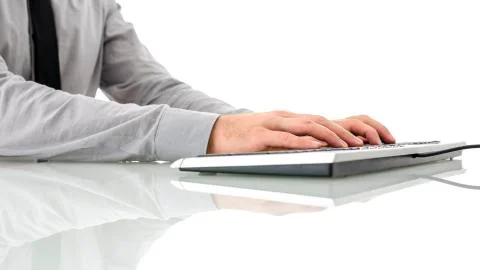 Typing on computer keyboard 스톡 사진