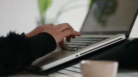 Typing on computer keyboard. Smart work. Stock Footage 153442476
