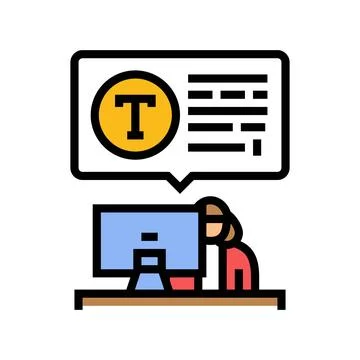 Typing computer office assistant color icon vector illustration 스톡 일러스트
