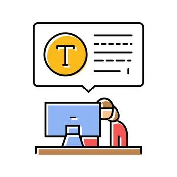 Typing computer office assistant color icon vector illustration Illustrazione stock
