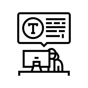 Typing computer office assistant line icon vector illustration Illustrazione stock