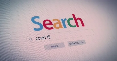Typing covid 19 in browser clicking search internet pixelated screen animation Stockbeeldmateriaal 134840460