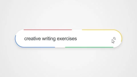 Typing Creative Writing Exercises in Search Bar - Close Up Technology Concept Stock Footage 344035403