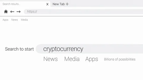 Typing Cryptocurrency into an web page internet search engine Stock Footage 107956747
