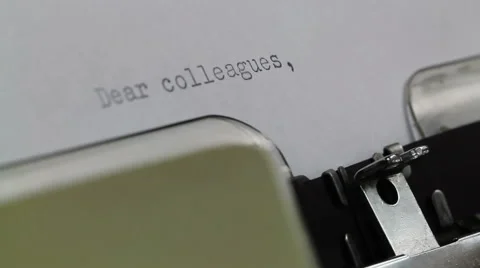 Typing Dear Colleagues on Typewriter Stock Footage 61896407
