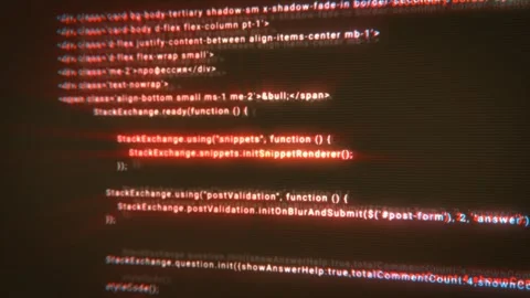 Typing a digital code by a programmer in a programming language, luminous l.. Stock Footage 252736874