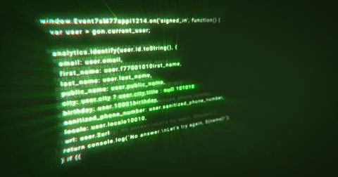 Typing a digital code by a programmer in a programming language, luminous l.. Stock Illustration