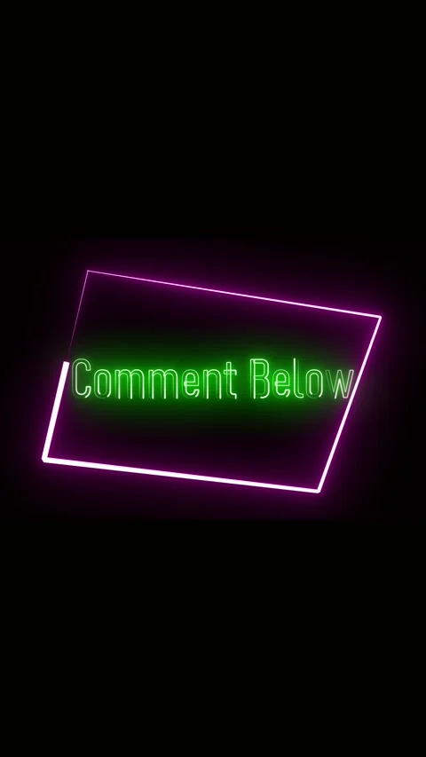Typing effect neon comment below glowing brightly. Vertical video. Neon sig.. Stock Footage 314975371