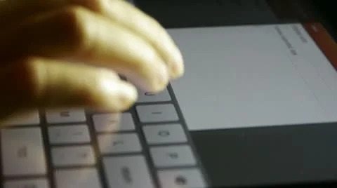 Typing an email on a touchscreen keyboard,Virtual Keyboard,Shallow depth of fie Stock Footage