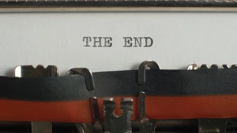 Typing "the end" on typewriter Video stock 87351515