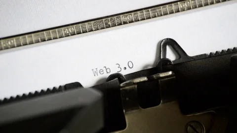 Typing the expression Web 3.0 with an old manual typewriter Stock Footage 72723589