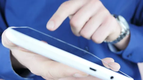 Typing Fingers On Tablet Stock Footage 64051587