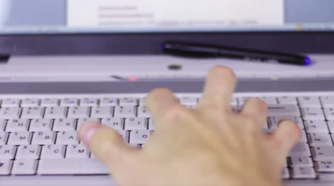 Typing Fingers Text on Computer Laptop Keyboard Video stock 59966462