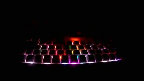 Typing On Glowing Keyboard Stockbeeldmateriaal 149347876