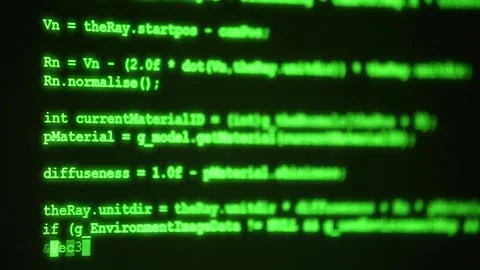 Typing green source code of computer program on display programming, develope Stock Footage 146334411