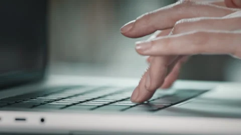 Typing hands female. Close up working in office Stock Footage 257071184