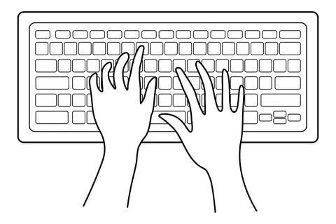 Typing Hands Keyboard Line Art Illustration Technology Work Communication Stock Illustration