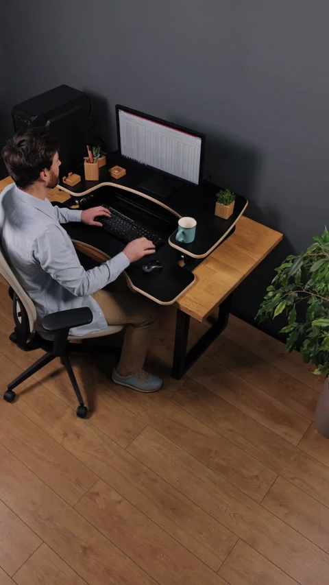 Typing hands, spreadsheet screen, modern workspace Stock Footage 346177556