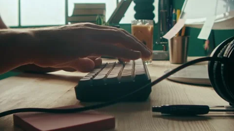 Typing Hands Working on a Computer Keyboard in a Modern Bright Home Office Stock Footage 331098967