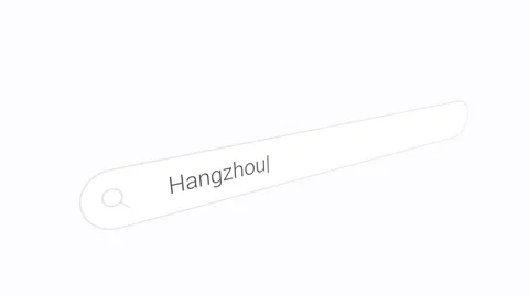 Typing Hangzhou Into Browser Search Field On Computer Stock Footage 333792910