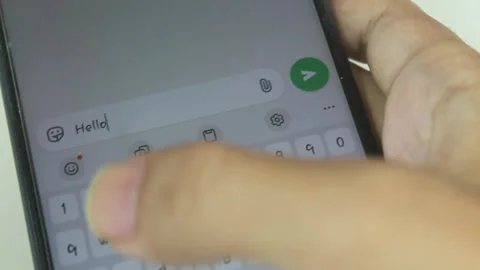 Typing Hello Message on WhatsApp Chat Stock Footage 345577980