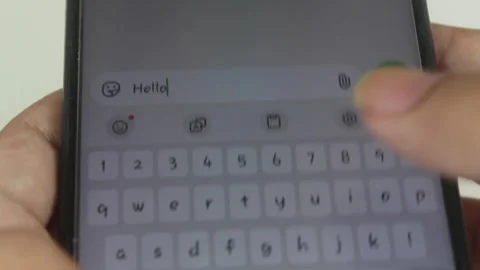 Typing Hello Message on WhatsApp Chat Stock Footage 345577982
