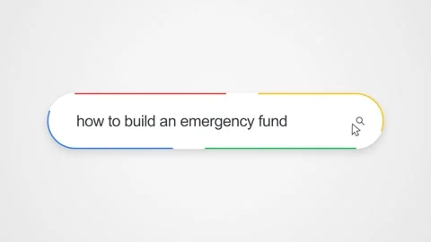 Typing How to Build an Emergency Fund in Search Bar - Close Up Technology Video stock 342741986