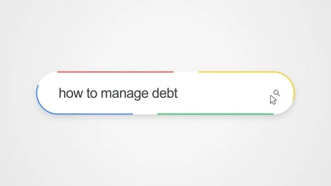 Typing How to Manage Debt in Search Bar - Close Up Financial Research Concept Stock Footage 343869125