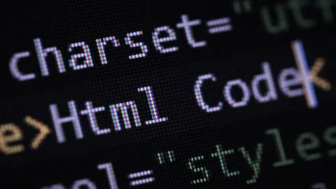 Typing Html code title on computer screen Stock Footage 86377118