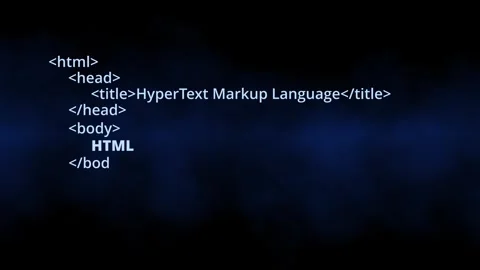 Typing HTML code for website as source code of homepage design coding text Stock Footage 245254073
