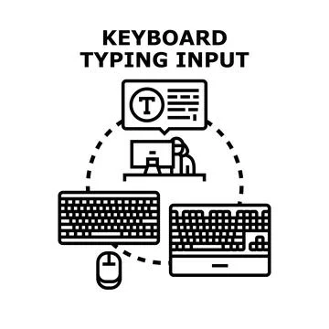 Typing input concept with keyboards and computer 스톡 일러스트