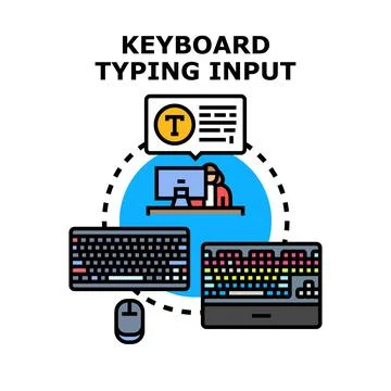Typing input concept with keyboards and computer Illustrazione stock