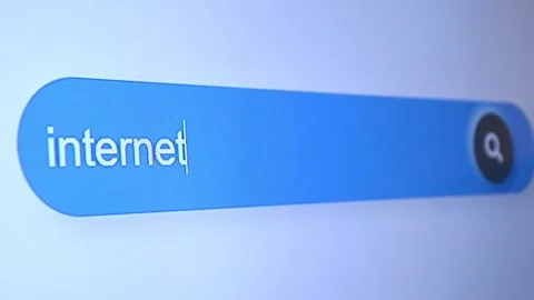 Typing "Internet" in search bar, global network and online technology concept Stock Footage 315126862
