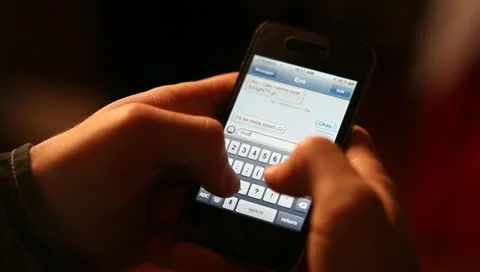 Typing on iPhone top view 스톡 동영상 10905351