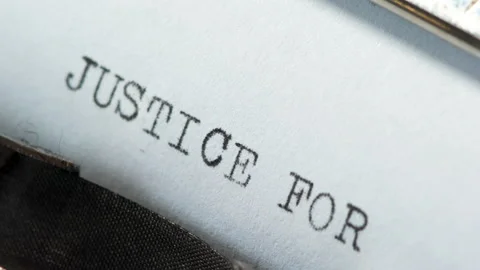 Typing JUSTICE FOR on typewriter Stock Footage 153160148