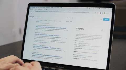 Typing "Ketamine" in Google search. Stock Footage 142462812