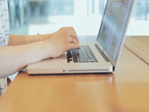 Typing on Keyboard CLOSE UP. 4K SLOW MOTION, DCi. Cinematic Video stock 79367279