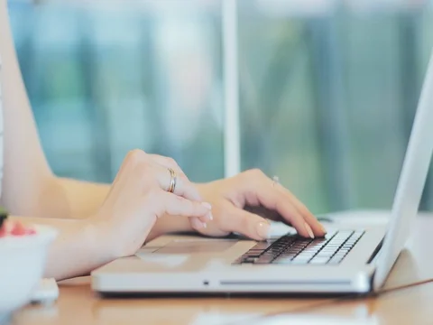 Typing on Keyboard CLOSE UP. 4K SLOW MOTION, DCi. Cinematic Stock Footage 79367338