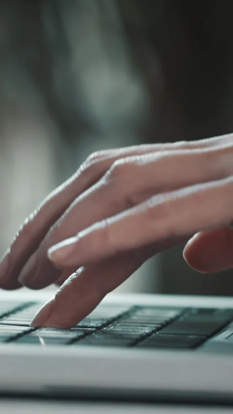 Typing on keyboard. Close up hands working laptop Stock Footage 309238846